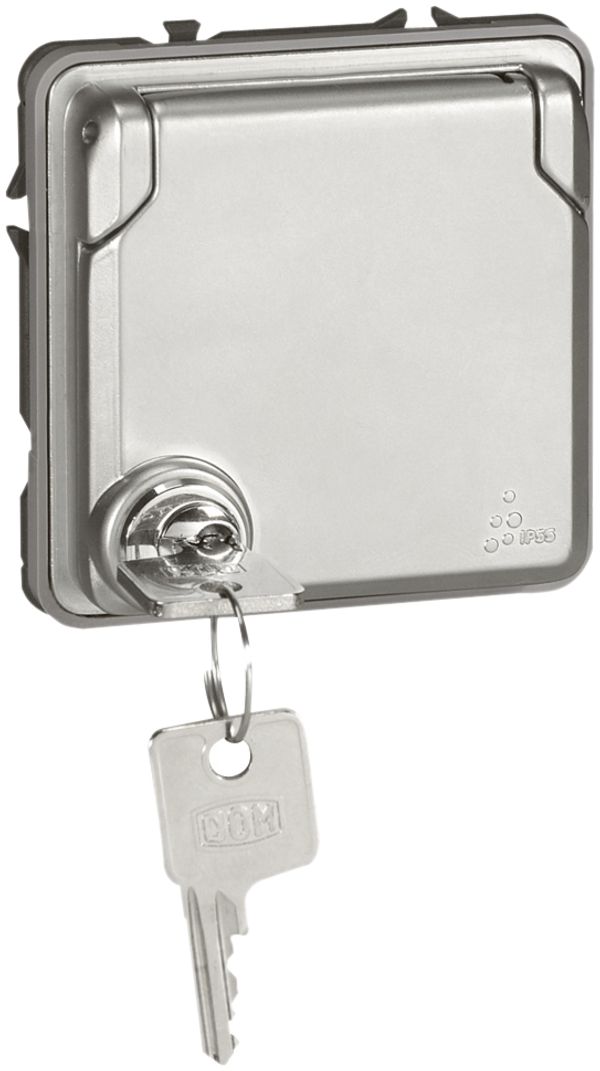 Prise ENC Soliroc SCHUKO chr. avec couvercle verrouillable