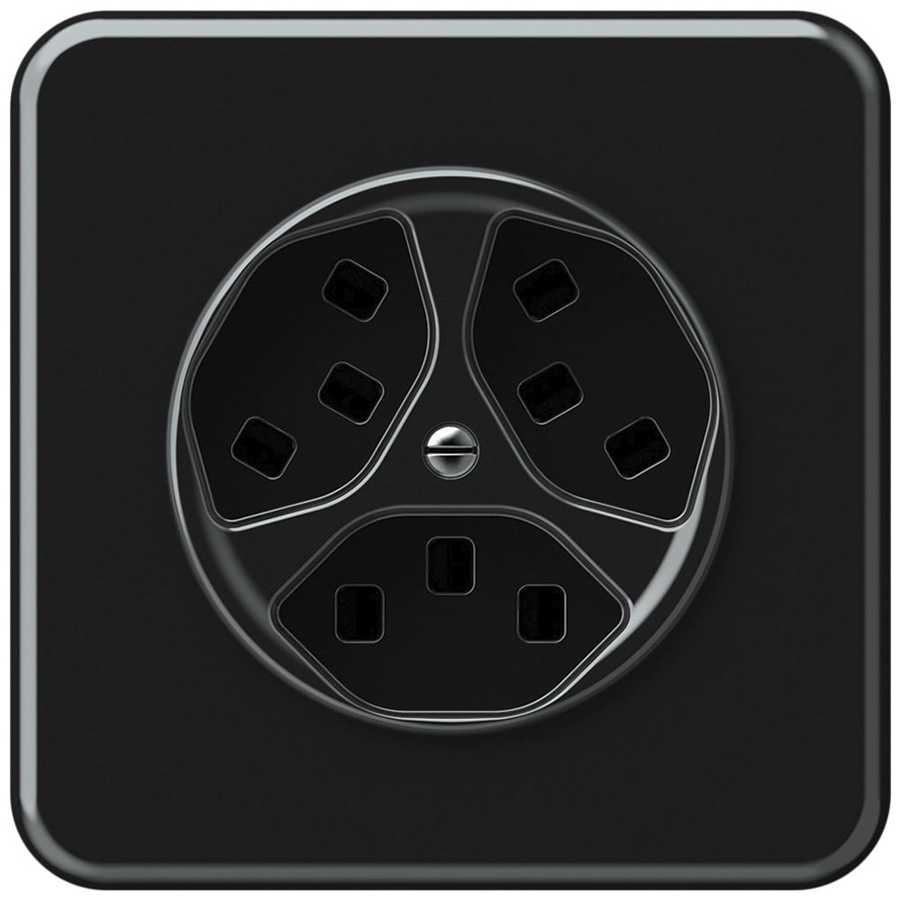 UP-Steckdose origin 3×Typ 23 16A 230V 92×92mm schwarz