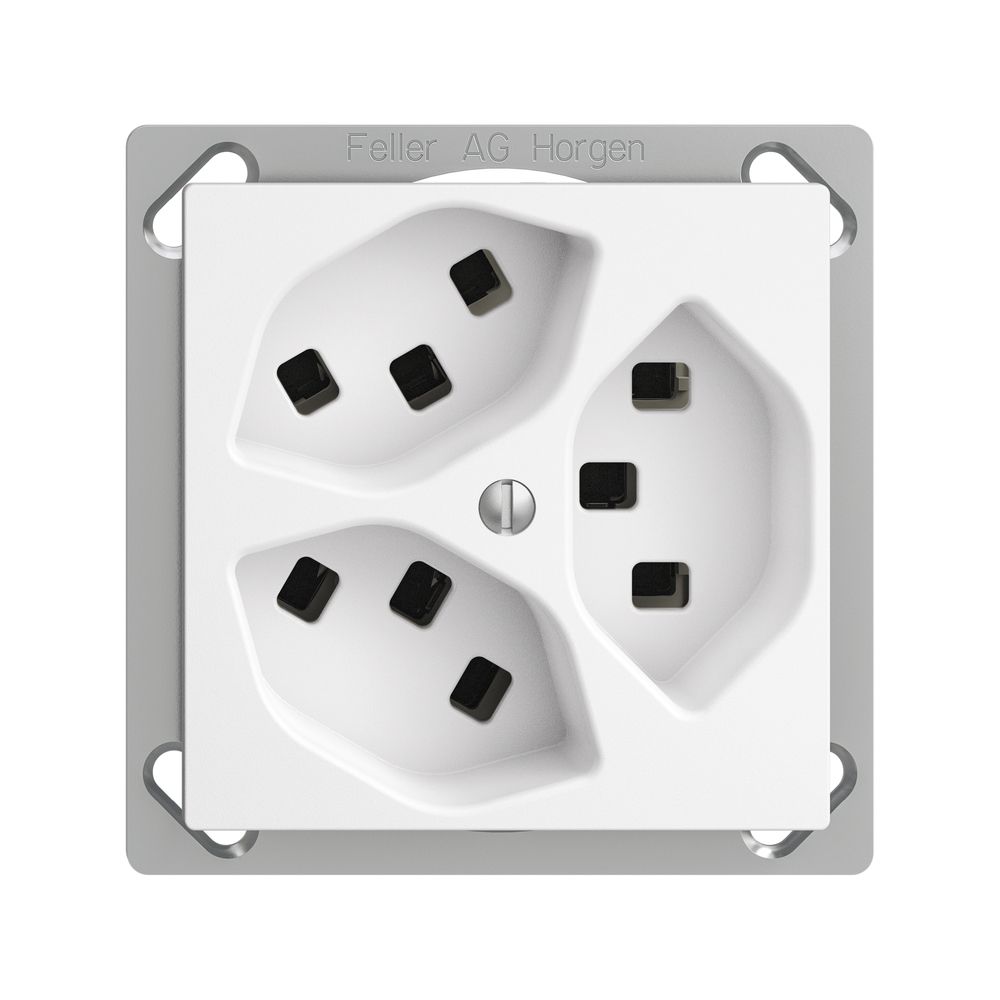 EB-Steckdose 3×T23 16A EDIZIOdue weiss, mit Steckklemmen