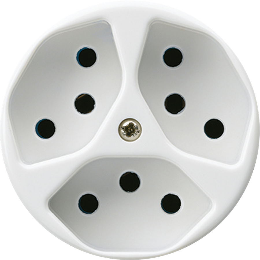 Einsatz zu Steckdose basico 3×Typ 13 weiss mit Kinderschutz