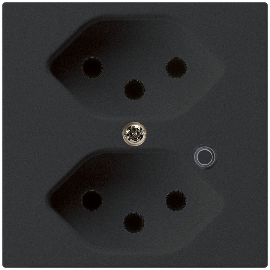 Steckdose Hager kallysto 2×T13 beleuchtet A schwarz