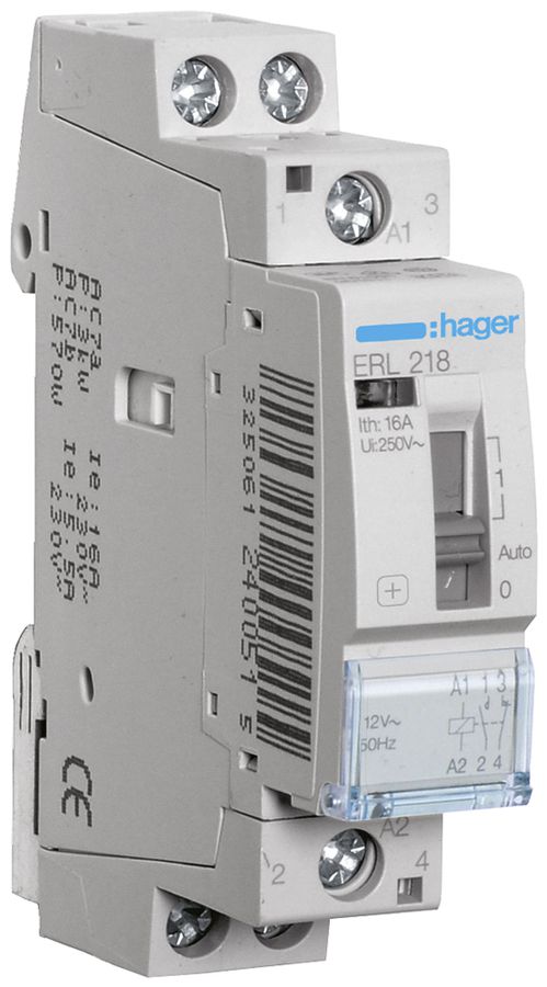 REG-Relais Hager 8…12VAC 1 Schliesser 1 Öffner 0 Wechsler 16A 230VAC 1TE