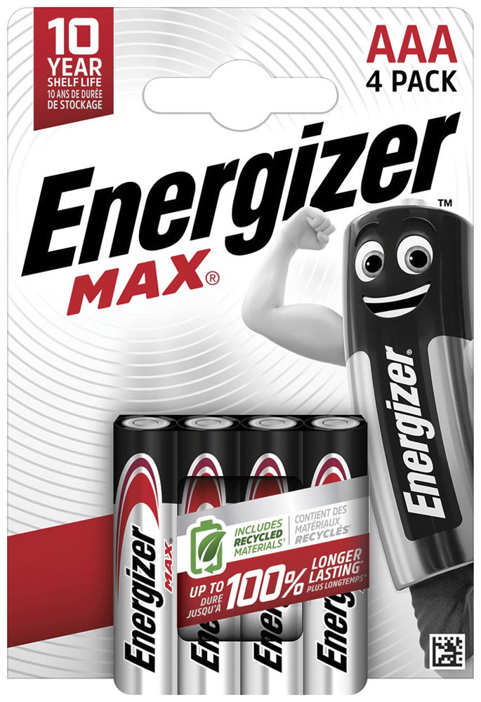 Pila alcalina Energizer Max AAA LR03 1.5V blister a 4pezzi