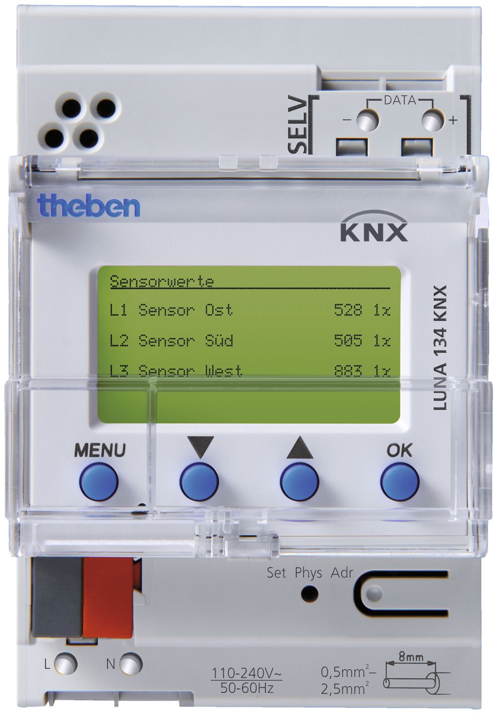 REG-KNX-Helligkeitssensor Theben 10-Kanal 1…100000lx