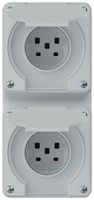 Combinazione INC robusto 2×1, 2×presa T25 IP55 grigio