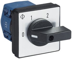 EB-Drehschalter K&N, 20A/690V -/2L, Griff sz, 48×48mm, Ø6mm, "0-1-2"