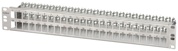 Patchpanel 19" H-LINE M, 48-Port Keystone leer geschirmt 1.5HE, Edelstahl