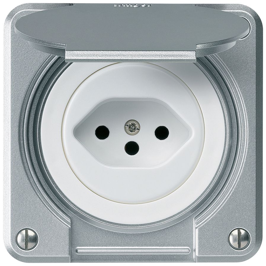 UP-Steckdose robusto Typ 13 aluminium für Kombination