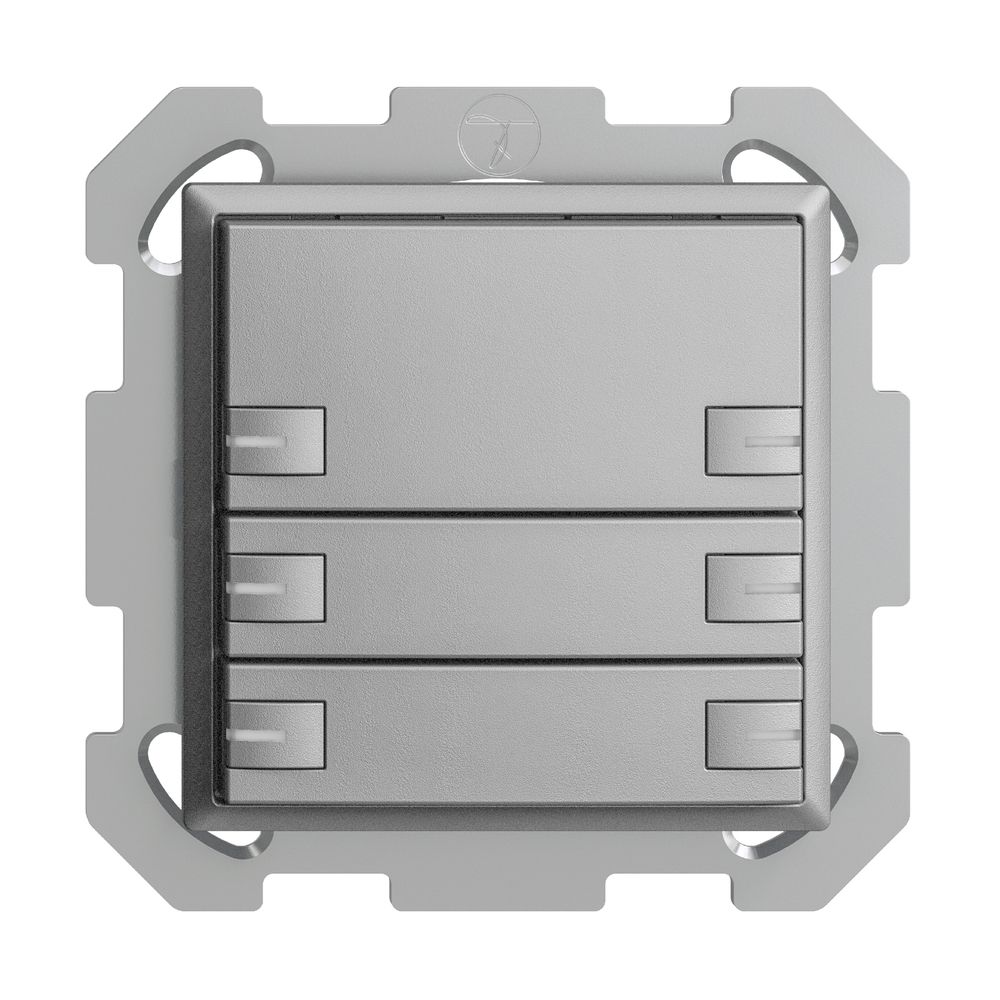 UP-KNX-Taster RGB EDUE, 250mW, m.RGB-LED, 6×Taste, 1×Tastenb., si