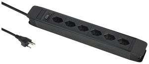 Steckdosenleiste PRINCIPIO 6×Typ 13 horizontal Kabel 2m Schalter schwarz