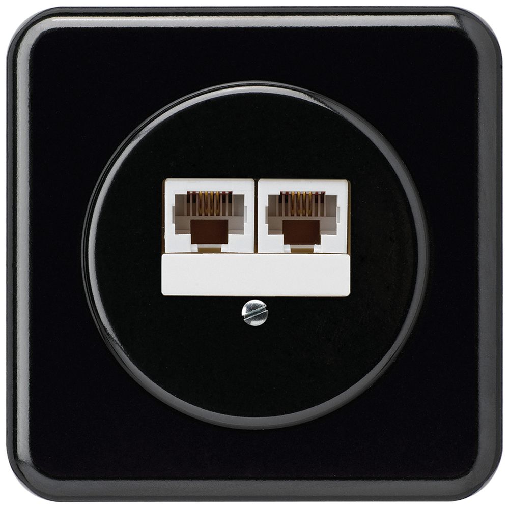 UP-Anschlussdose basico 2×RJ45u parallel schwarz