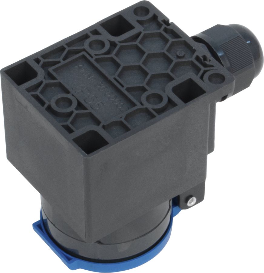 Presa AP Steffen 1×T13 1P 10A 250V IP55 coperchio blu, nero