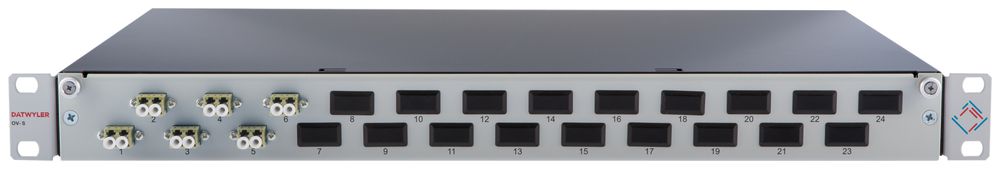 Coffret d'épissure 19" Dätwyler 1UH 6×LCD/PC 12×FP 2m, bg