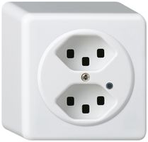 Prise AP Hager basico 2×type 23 illuminé Q blanc