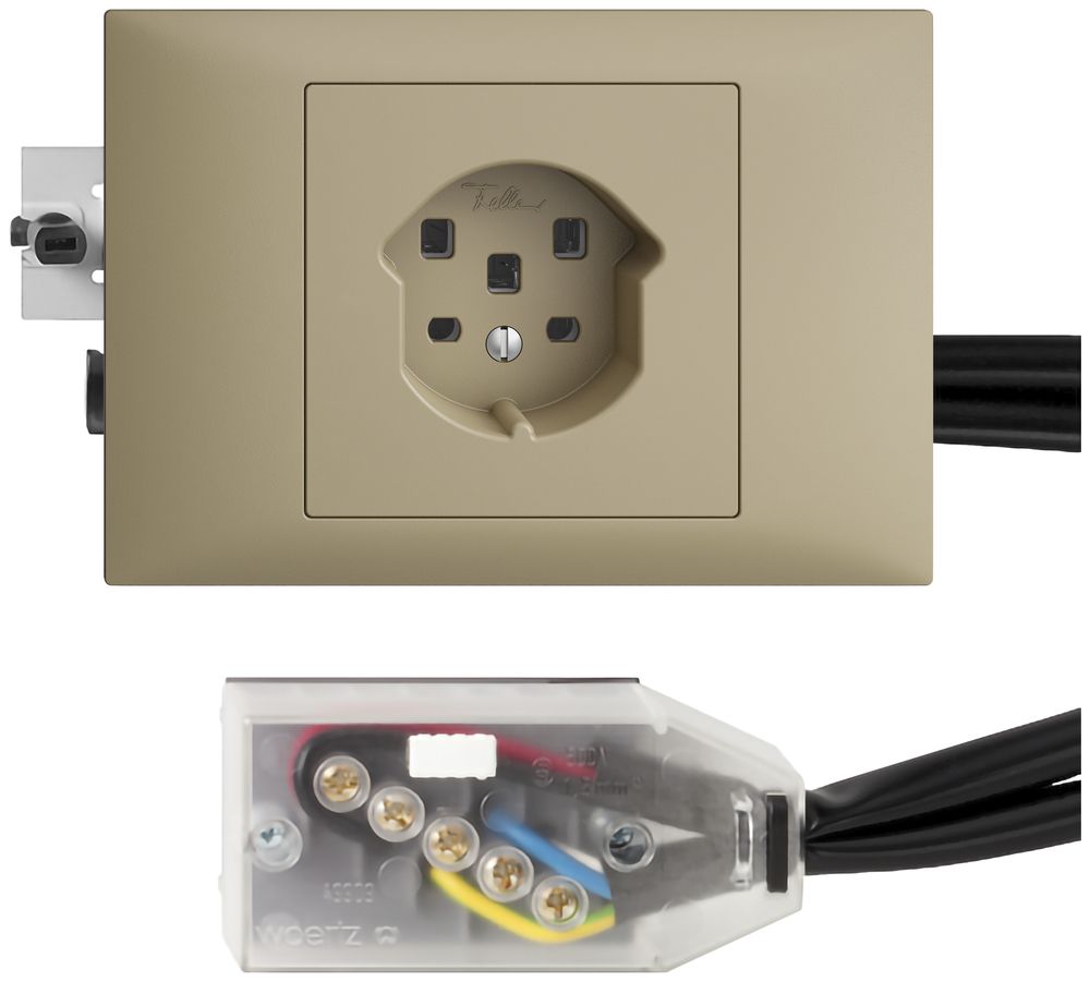 Prise INC EDIZIOdue T25 16A sand 53mm pour câble Technofil