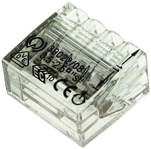 Verbindungsklemme Woertz 8P 0.5…2.5mm² grau transparent