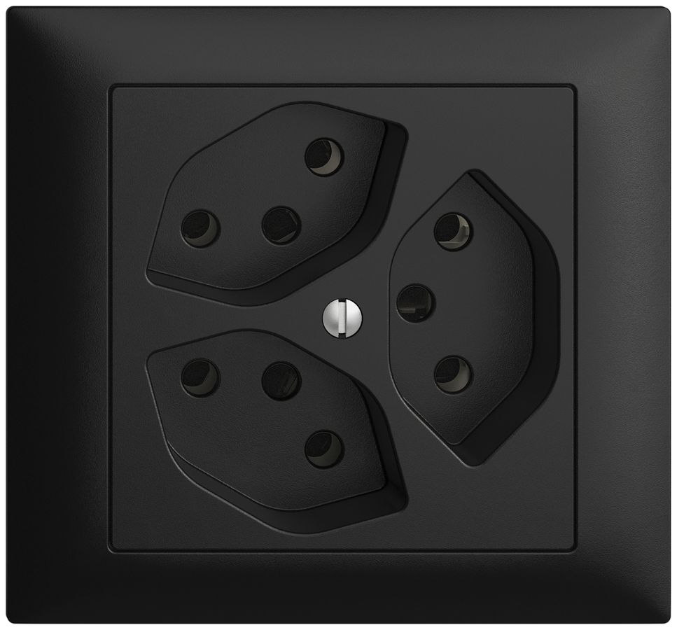 EB-Steckdose EDIZIOdue 3×T13 3×S schwarz