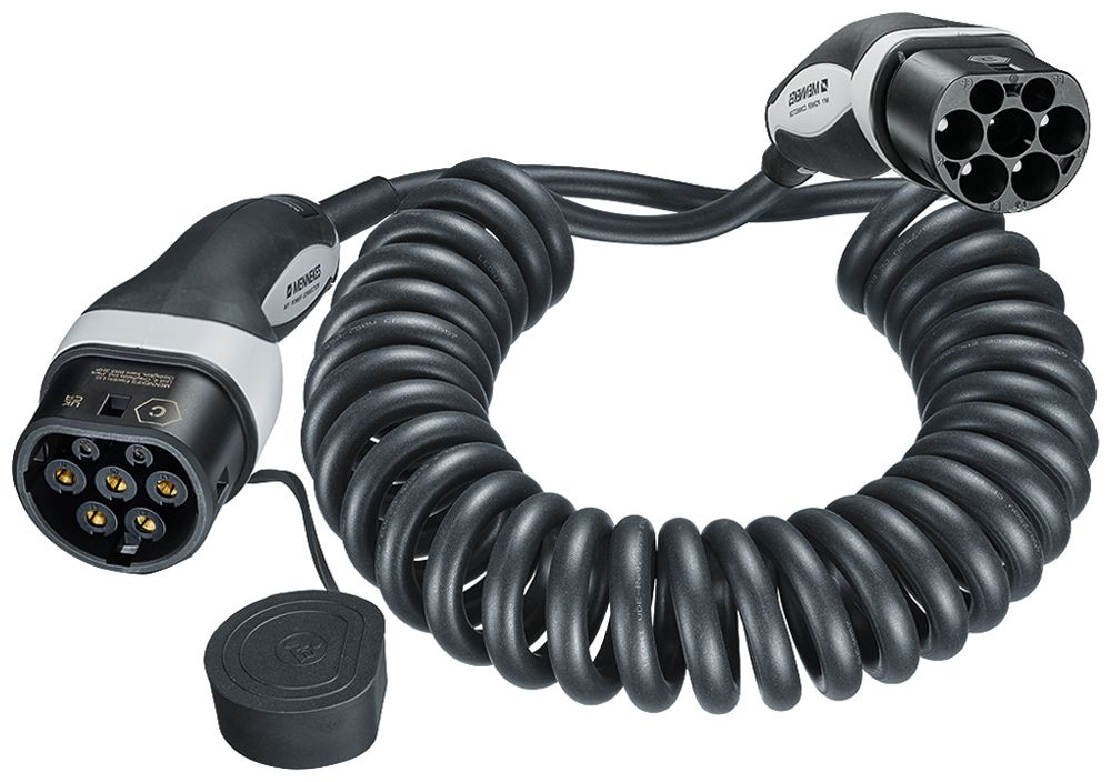 Câble de charge MENNEKES e-auto Mode 3 T2+T2 20A 3L 4m 680Ω 400V spirale noir
