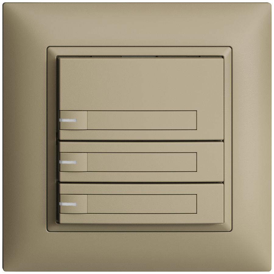 Poussoir ENC KNX 3× EDIZIOdue sand RGB avec LED avec insert papier