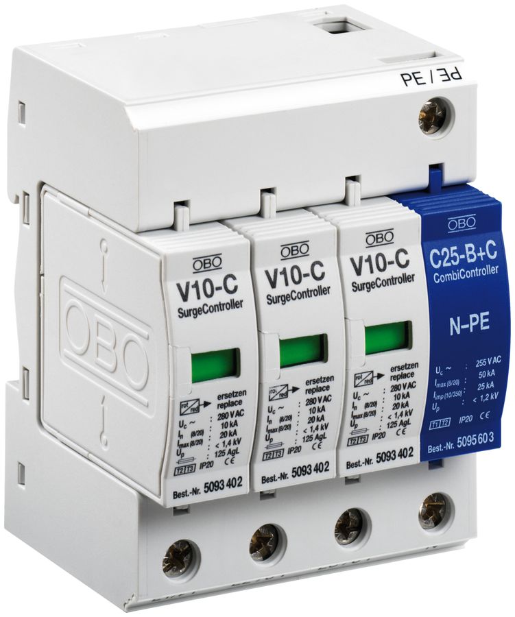 Scaricatore di sovrat.Bettermann V10-C/3LNPE SurgeControll.280V 3+1