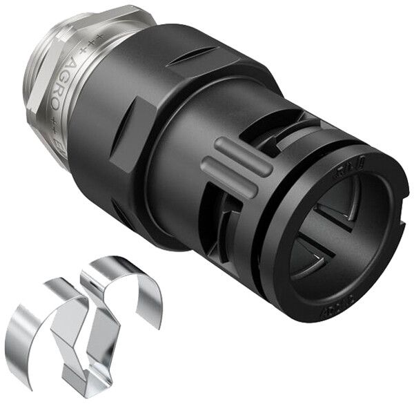 Raccord pour tuyau AGRO FLEXAquick EMV Ø15.8mm M16×1.5 droit IP68 noir