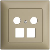 UP-Abdeckset EDIZIOdue FMI, f.Multimediadose 5…2000MHz, f.2×RJ45 Keystone sand