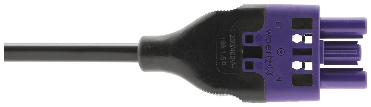 Anschlussleitung Woertz 49343/C1 3×2.5mm² 250V 20A 2m vi Buchse-frei Cca