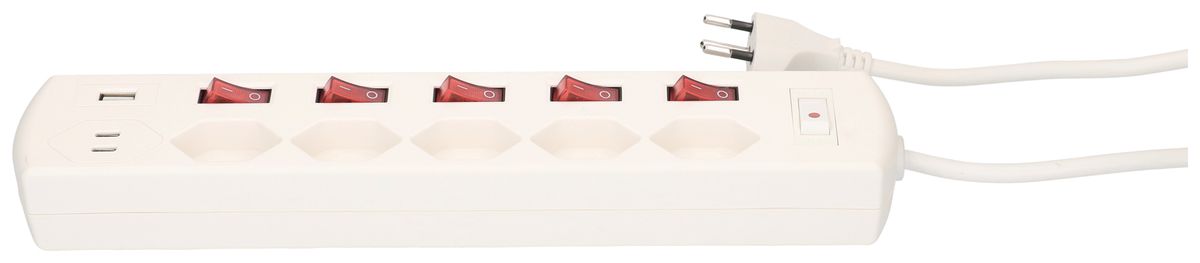 Prise multiple MAX HAURI Multi-Switch 10A 6×interrupt. 5×T13 1×USB-A 2×USB-C bc