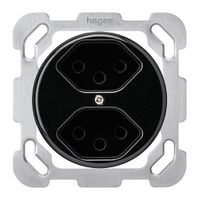 Einsatz zu UP-Steckdose basico 2×Typ 13 mit Befestigungsplatte schwarz