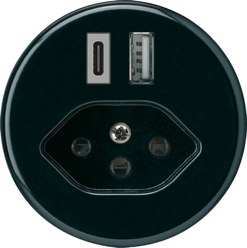 USB-Ladesteckdose basico 18W PD 1×Typ A 1×Typ C Typ 13 schwarz