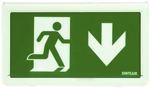 Lampada di emergenza LED DOTLUX EXITflat 3W con fc/fa at parete