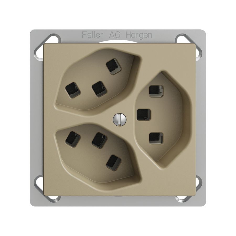 EB-Steckdose 3×T23 16A EDIZIOdue sand, mit Steckklemmen