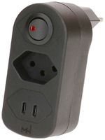 Spina multipla MAX HAURI ADAPT SPLIT 10A c.interruttore ACC/SPEN 1×T13 2×USB ne