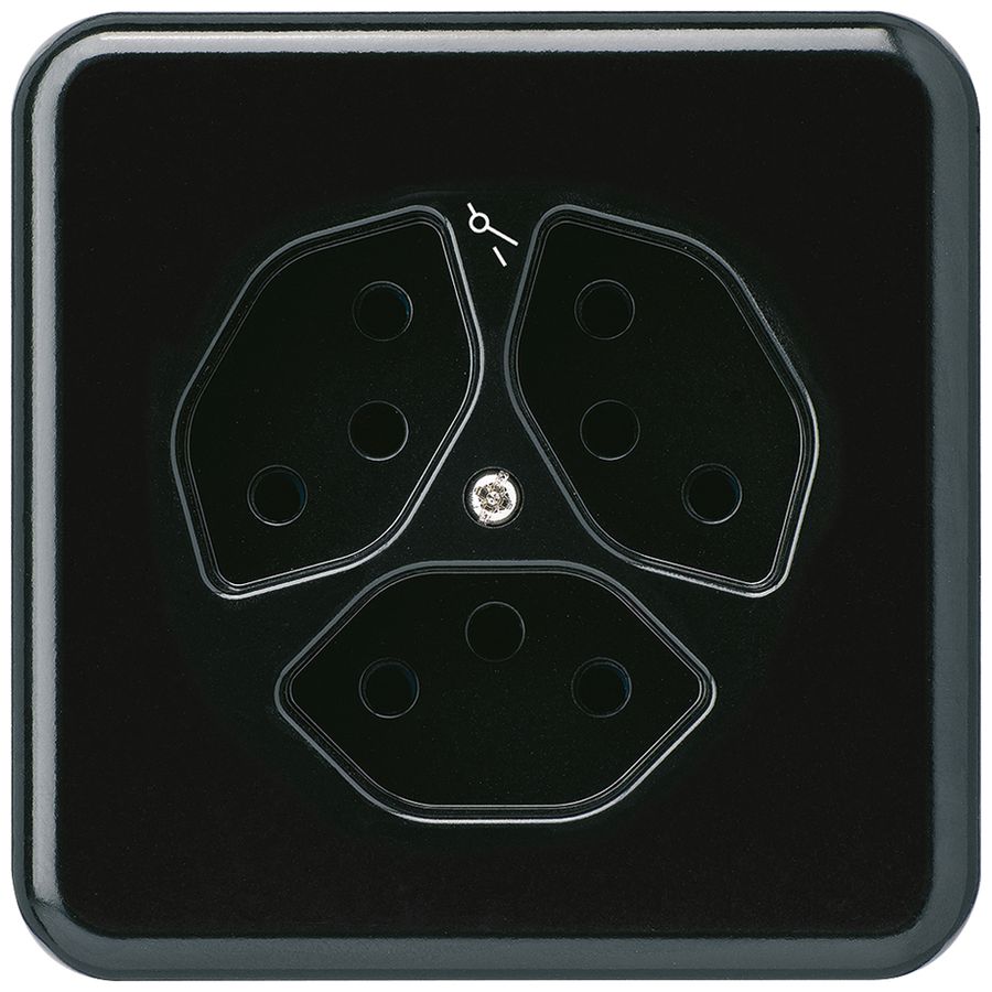 UP-Steckdose basico 3×Typ 13S schwarz für BOMI