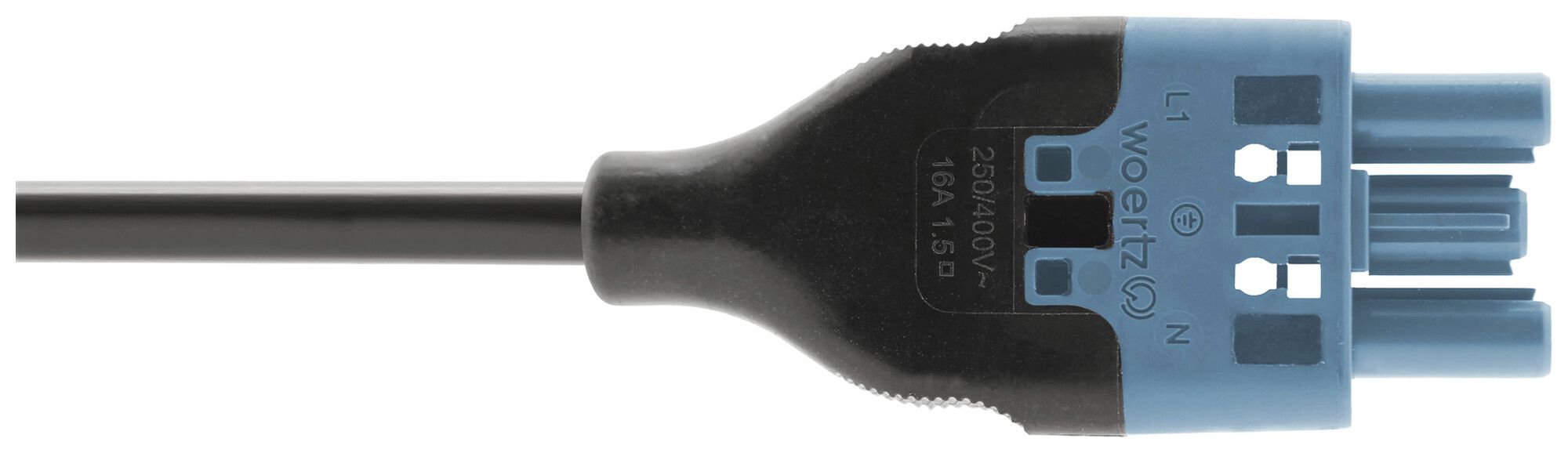 Câble de raccordement Woertz 49343/C5 3×1.5mm² 250V 16A 4m bl prise-libre Cca