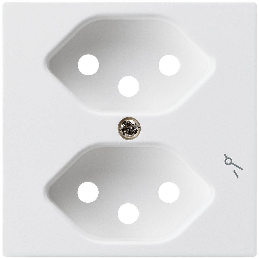 Frontplatte kallysto 2×T13/1 60×60 weiss für Steckdose 2×T13/1