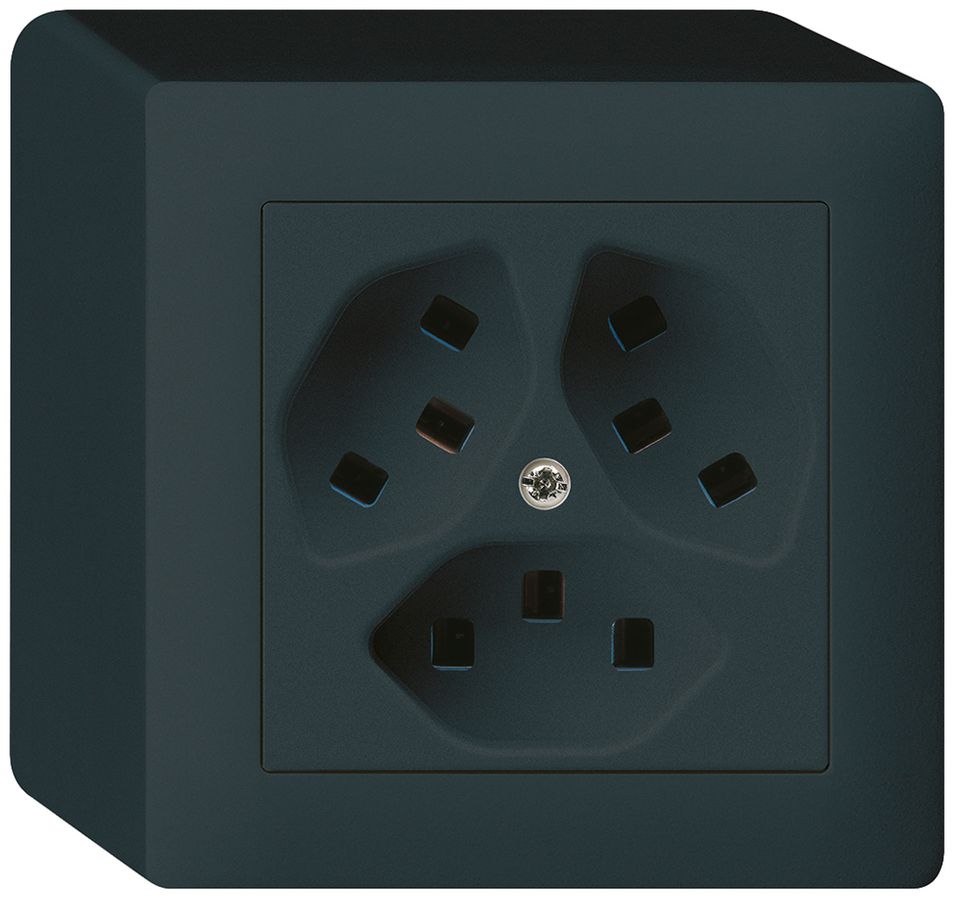 AP-Steckdose Hager kallysto 3×T23 Q schwarz
