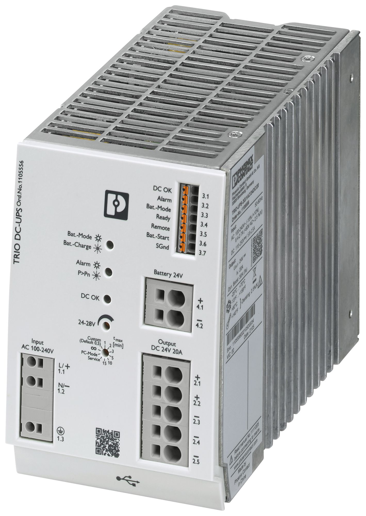 Impianto UPS PX TRIO-UPS-2G/1AC/24DC/20 Modbus IN:1L OUT:24VDC/20A