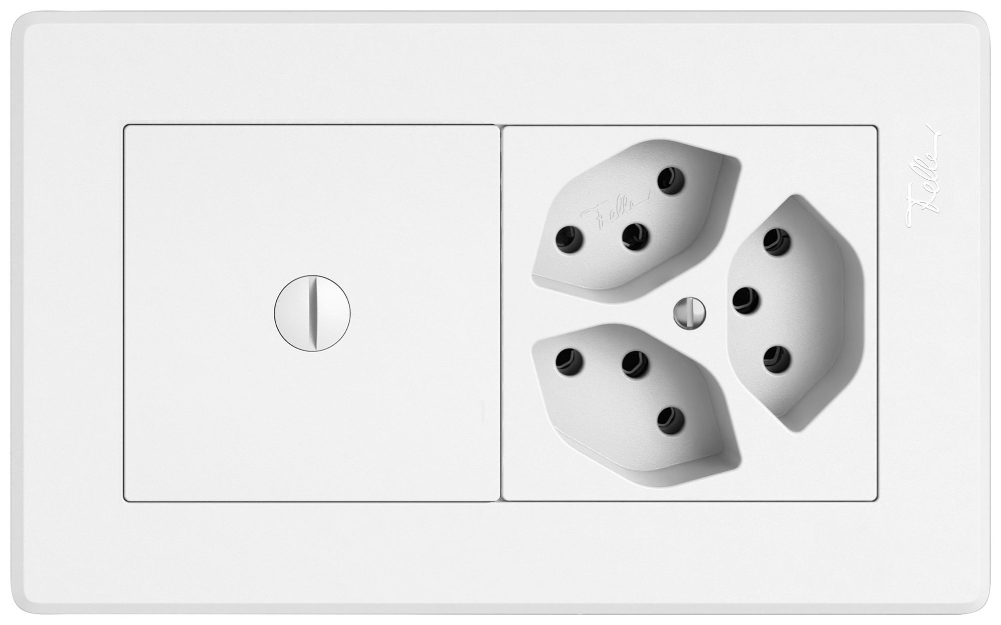 UP-Kombination EDIZIO.liv SNAPFIX® 1×2 96×156mm blind+3×T13 weiss