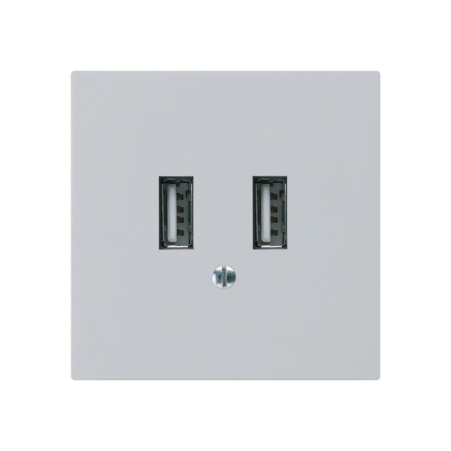 UP-USB-Ladesteckdose Hager kallysto A 240V 2400mA hellgrau