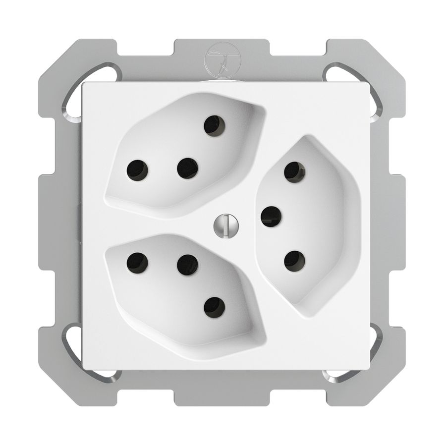 Prise ENC EDIZIOdue 3×T13 blanc 3×S avec shutter