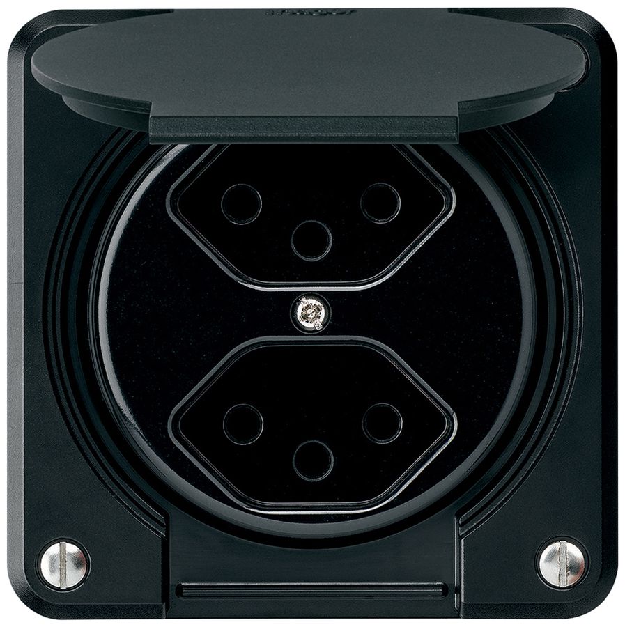 UP-Steckdose robusto 2×Typ 13 schwarz für Kombination