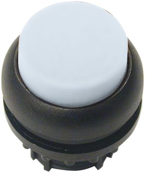 Bouton-poussoir lumin.ETN RMQ haut blanc, à rappel, anneau noir