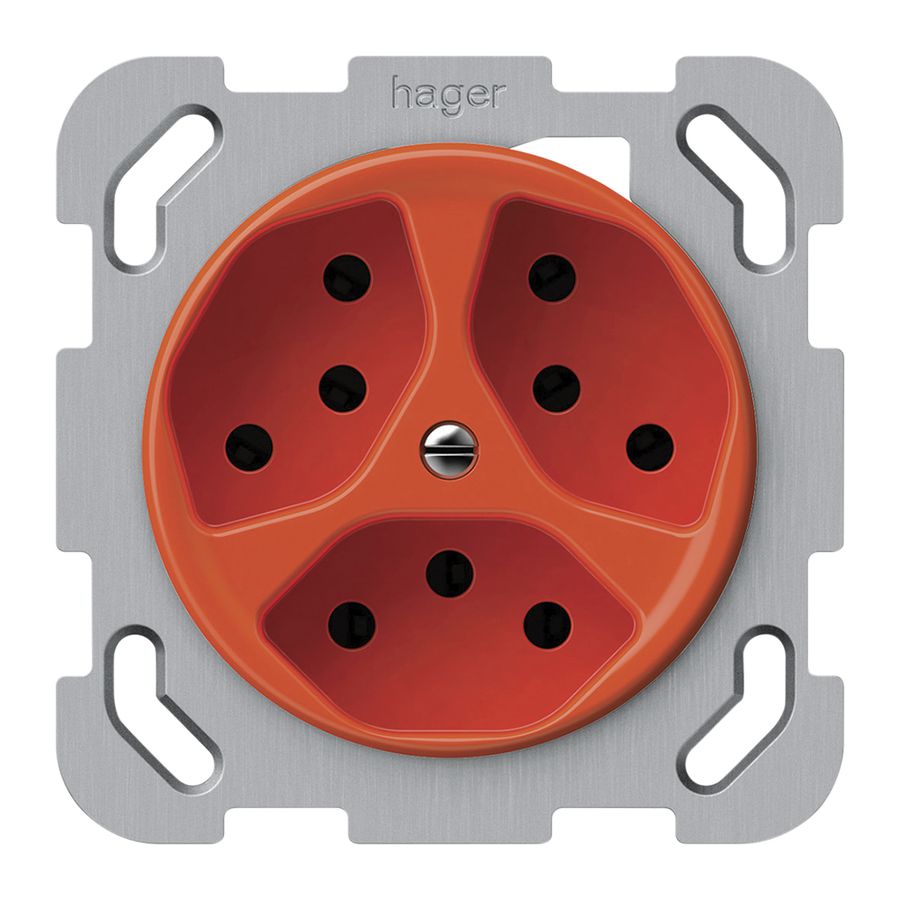 Presa INC origin 3×tipo 13 10A 230V 77×77mm arancione