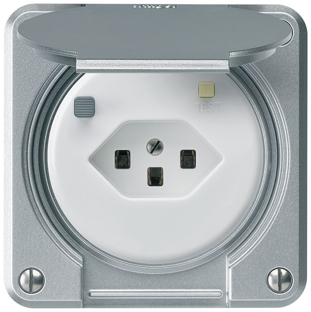 UP-FI-Steckdose robusto C T23 30mA aluminium