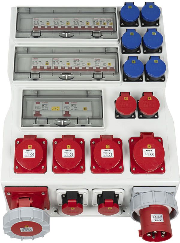 Ekström électrique, 6×T23, 4×T25 3×CEE16A, 1×CEE32A, 1×CEE63A