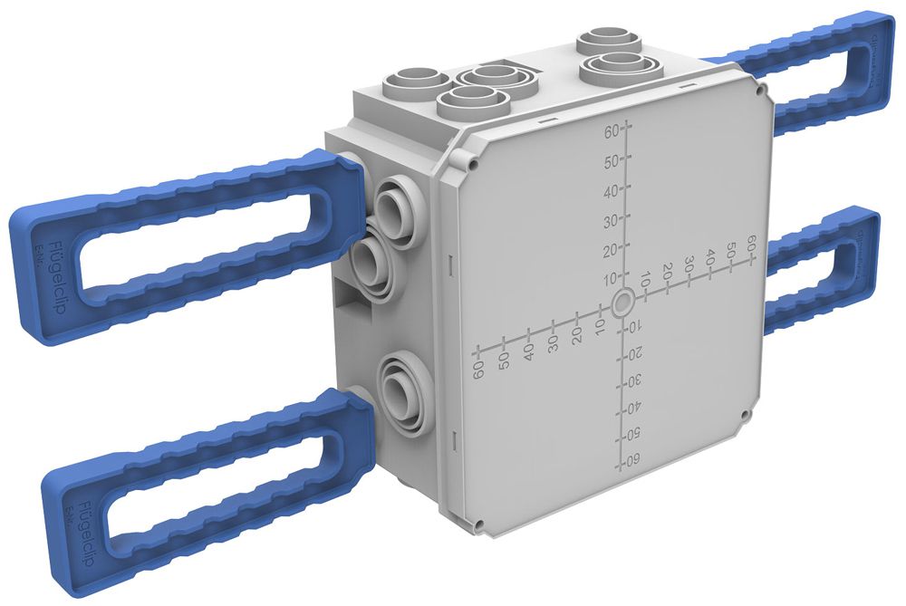 UP-Einlasskasten Spotbox UP4, 2×2, mit 4 Flügelclips M20, grau