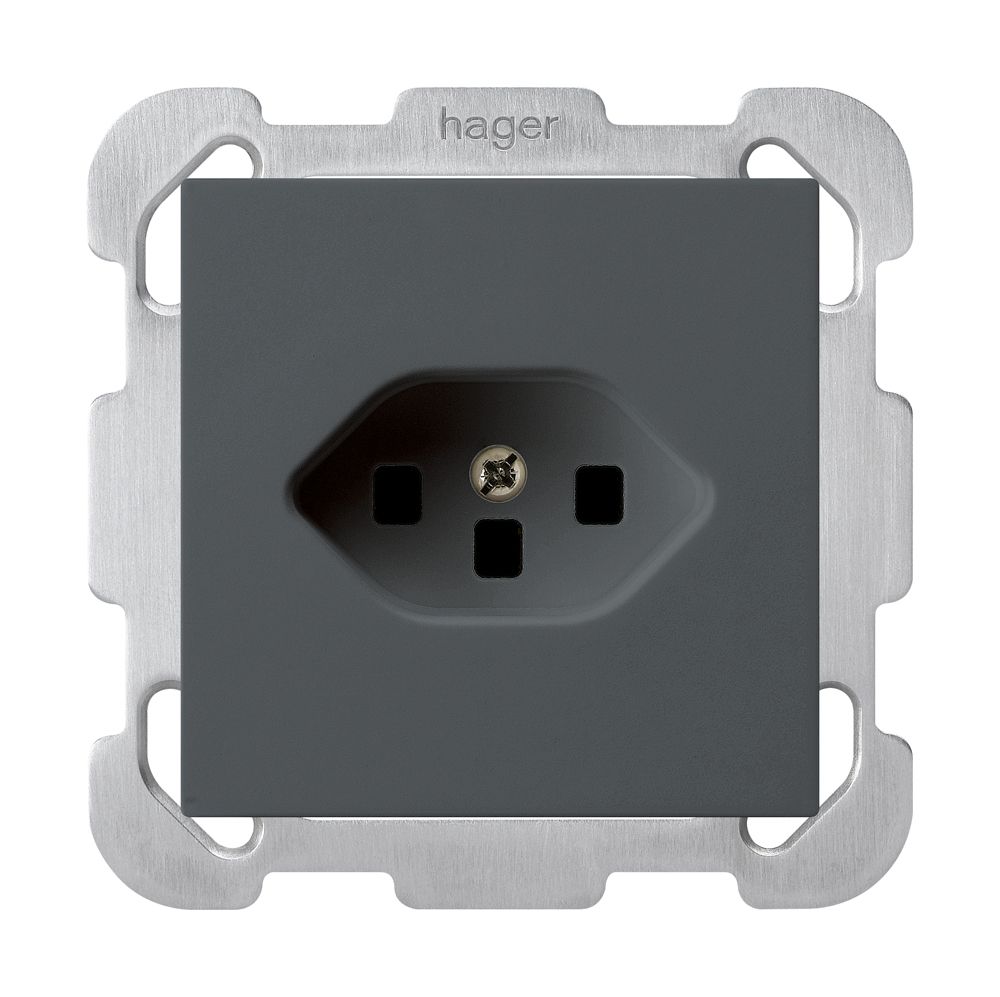 UP-Steckdose kallysto T23 anthrazit mit Steckklemmen mit Befestigungsplatte