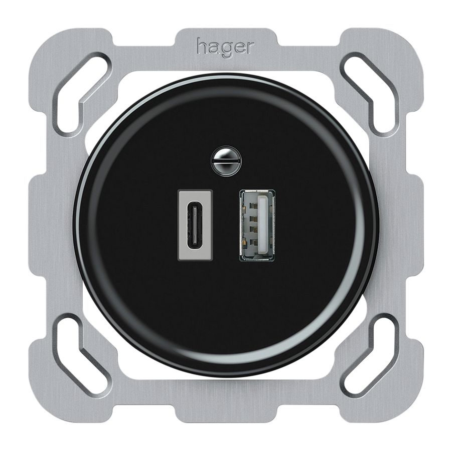 Prise de charge USB ENC origin 1×USB-A 1×USB-C 3000mA 5V noir