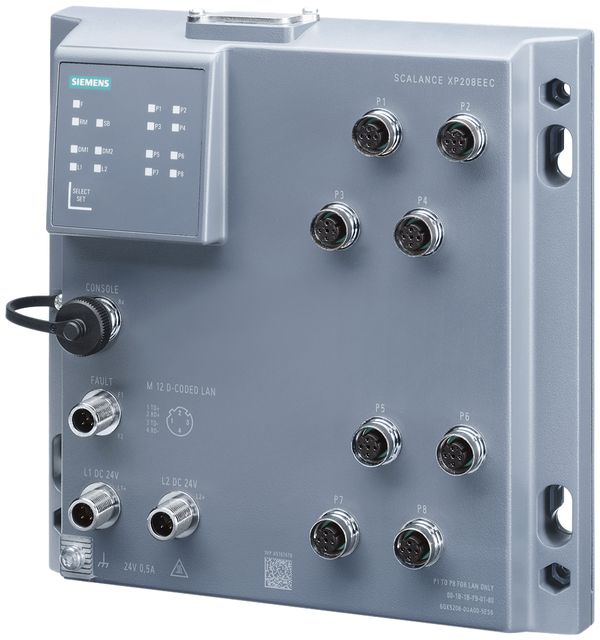 Switch IE Siemens SCALANCE XP208PoE 8×M12 (codé D) 10/100Mbit/s managed